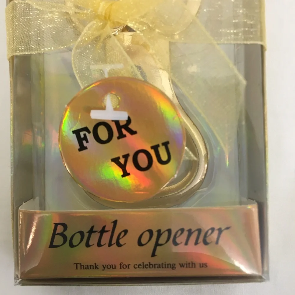 80th birthday anniversary celebration party bottle opener gold tone rhinestones